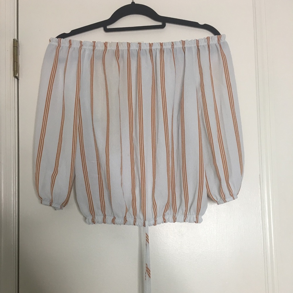 Orange Striped Off the Shoulder Top (Medium)